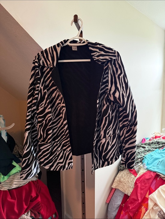 TanJay Jackets & Blazers - Tanjay Zebra-Print Open Front Women's Jacket - Black & White
